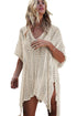 Sexy Apricot Crochet Knitted Tassel Tie Kimono Beachwear